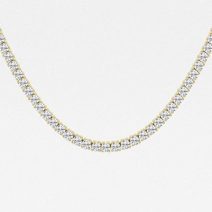 16.30 Ct Round Lab Grown Diamond Four Prong Tennis Fashion Necklace