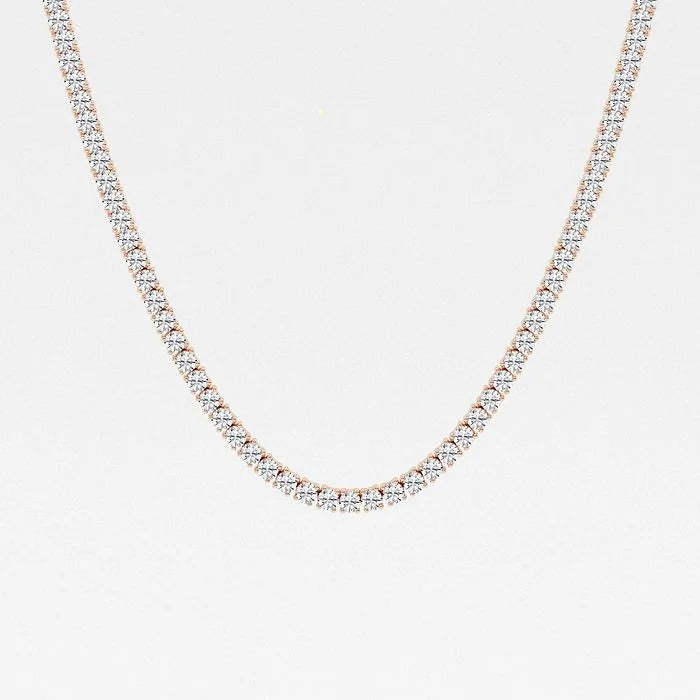 20.70 Ct Round Lab Grown Diamond Four Prong Tennis Fashion Necklace