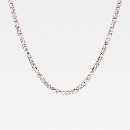 17.60 Ct Round Lab Grown Diamond Four Prong Tennis Fashion Necklace