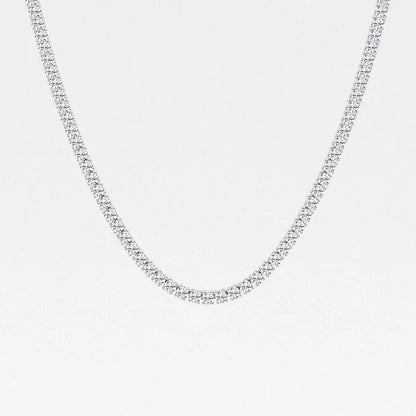 17.60 Ct Round Lab Grown Diamond Four Prong Tennis Fashion Necklace