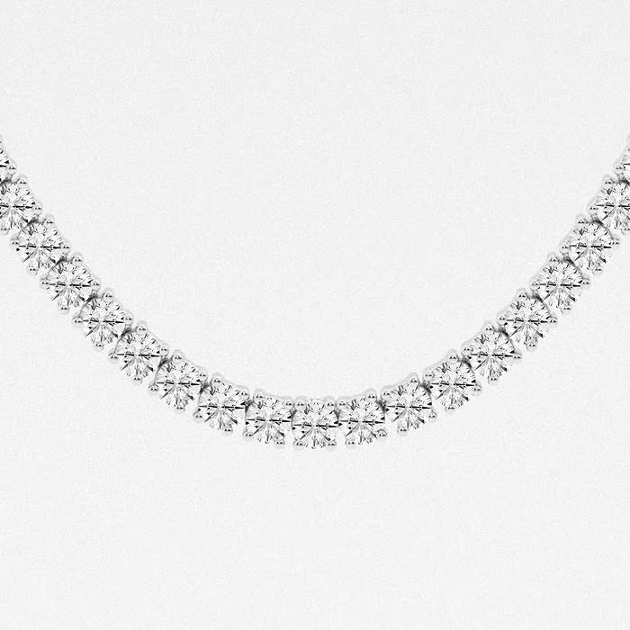 17.60 Ct Round Lab Grown Diamond Four Prong Tennis Fashion Necklace