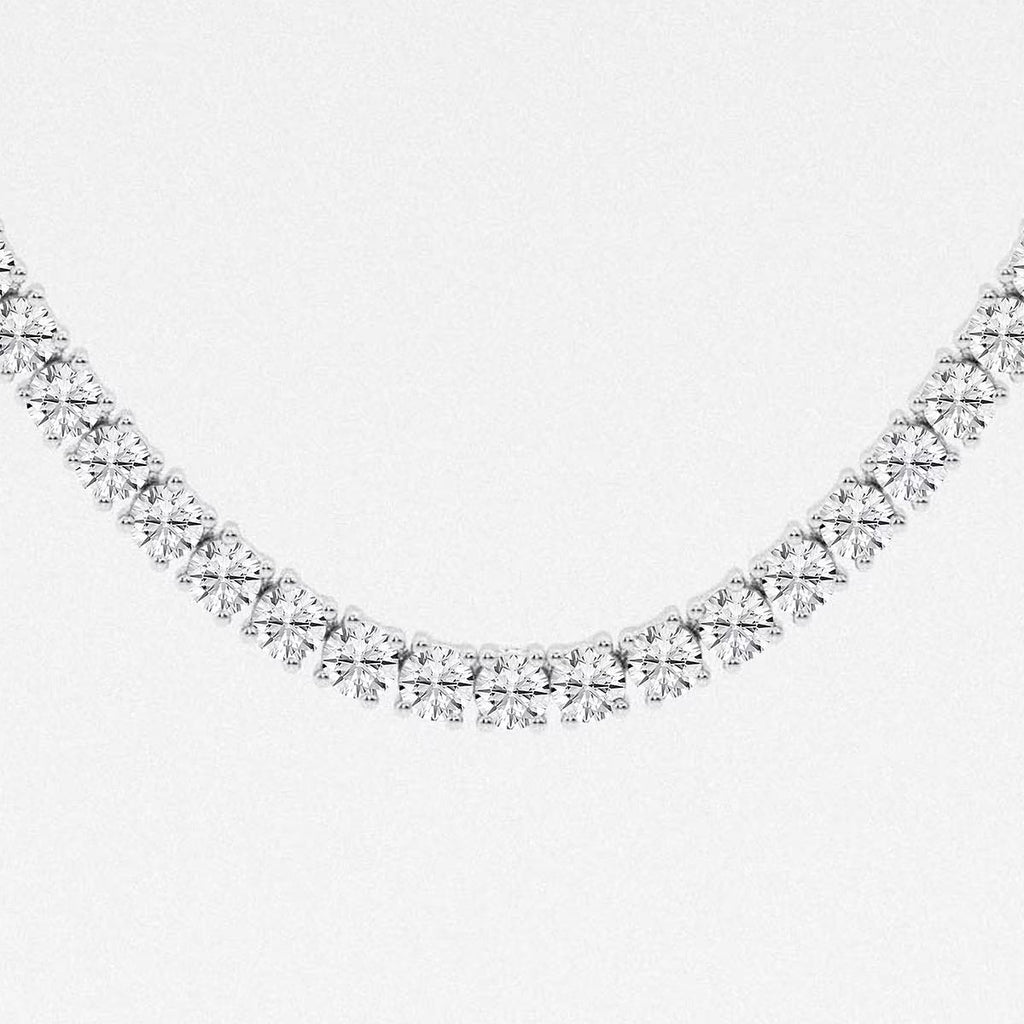 16.30 Ct Round Lab Grown Diamond Four Prong Tennis Fashion Necklace
