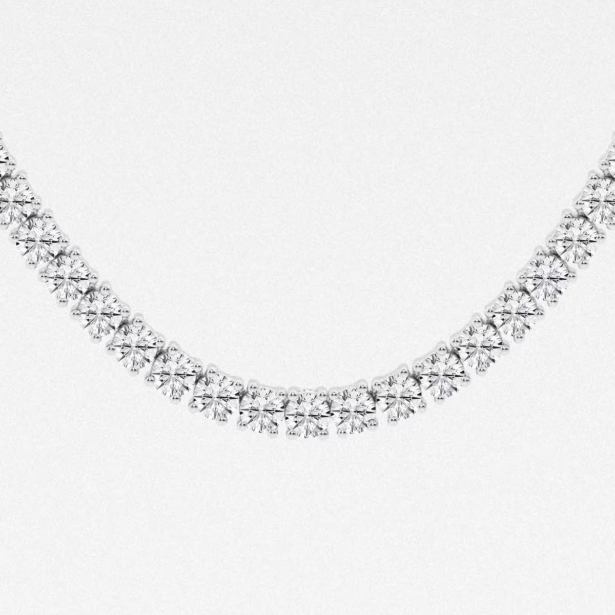 16.30 Ct Round Lab Grown Diamond Four Prong Tennis Fashion Necklace