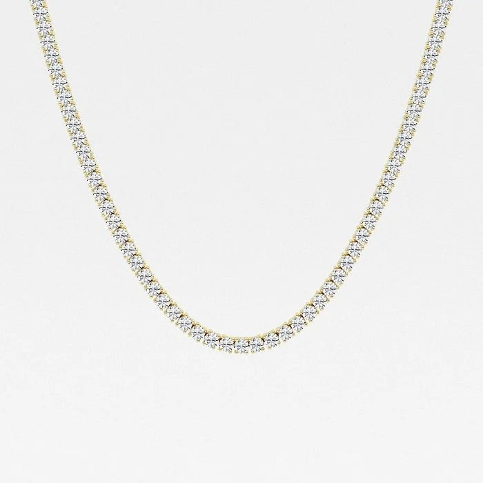 20.70 Ct Round Lab Grown Diamond Four Prong Tennis Fashion Necklace