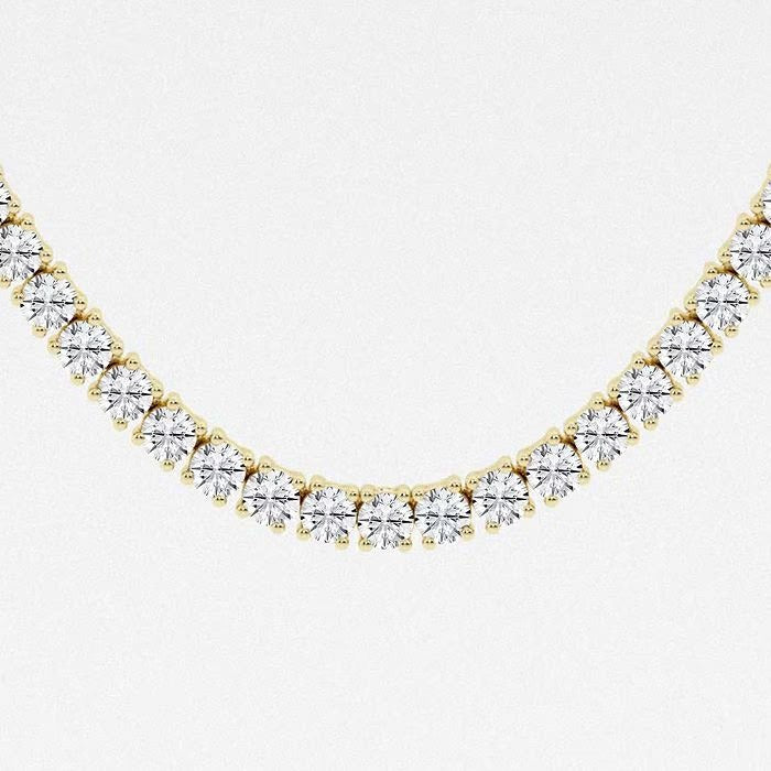 17.60 Ct Round Lab Grown Diamond Four Prong Tennis Fashion Necklace