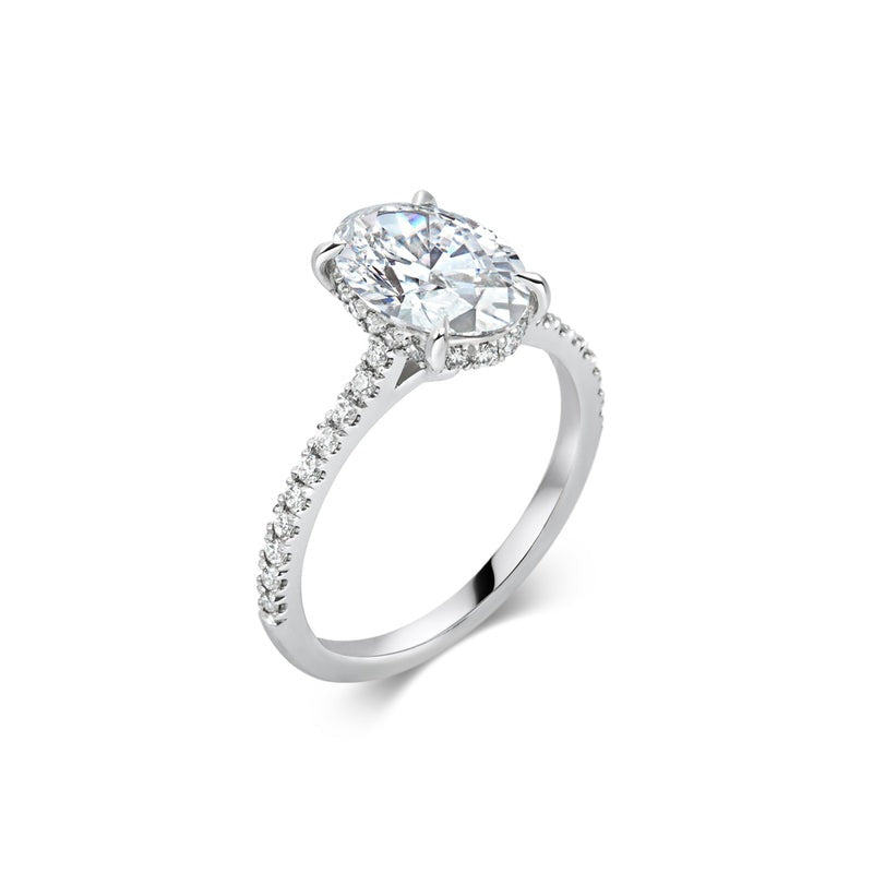 2.30 Ct In Oval Bardot Scallop Engagement Ring