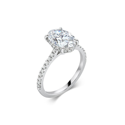 2.30 Ct In Oval Bardot Scallop Engagement Ring