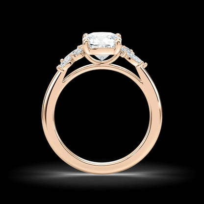 1.75 Ct In Square Cushion Bardot Scallop Engagement Ring