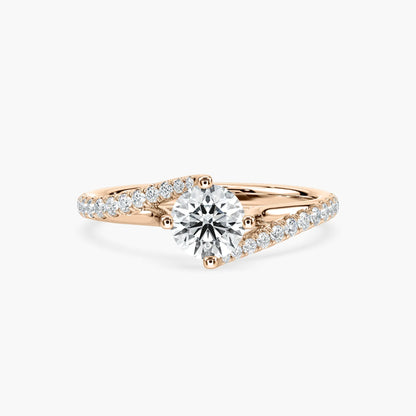 1.10 Ct In Round Bardot Scallop Engagement Ring