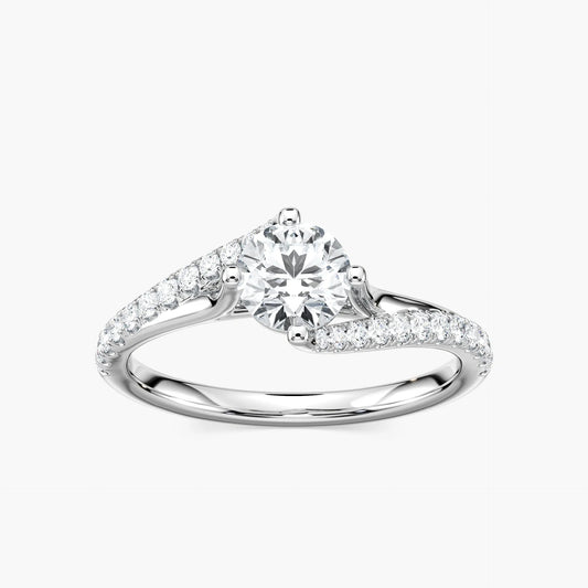 1.10 Ct In Round Bardot Scallop Engagement Ring