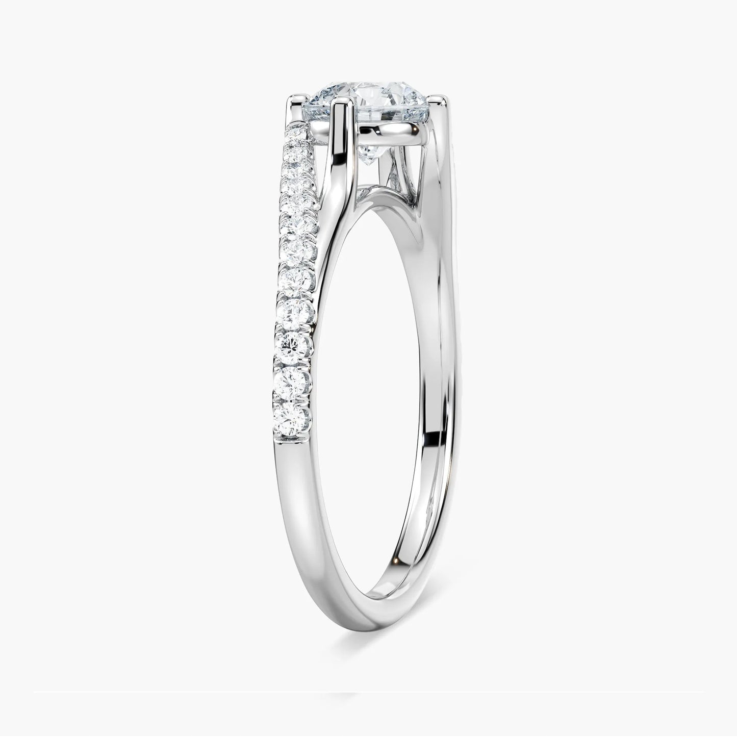 1.10 Ct In Round Bardot Scallop Engagement Ring