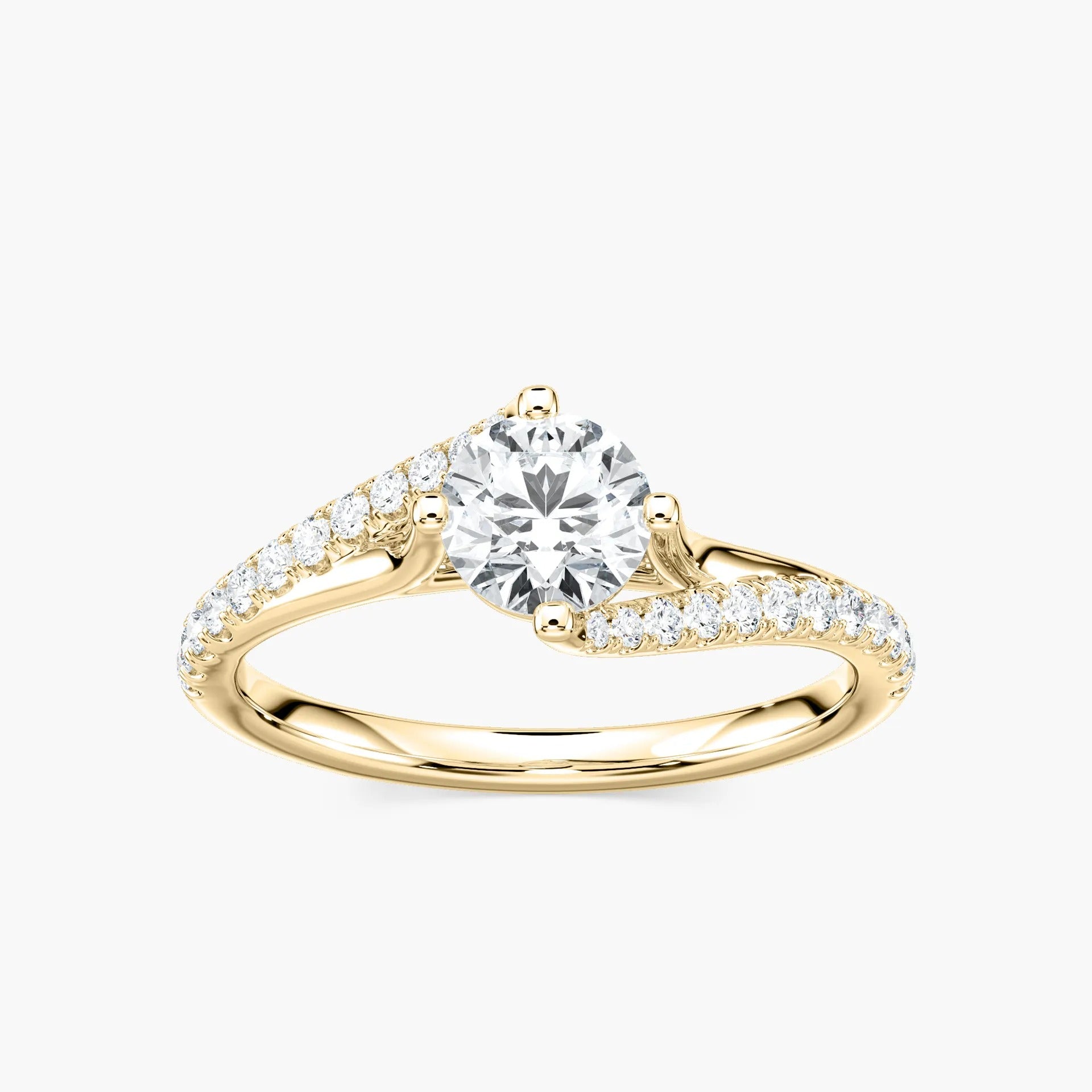 1.10 Ct In Center Stone Round & Side Stone Round Bardot Scallop Engagement Rings