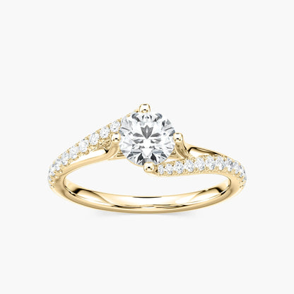 1.10 Ct In Round Bardot Scallop Engagement Ring