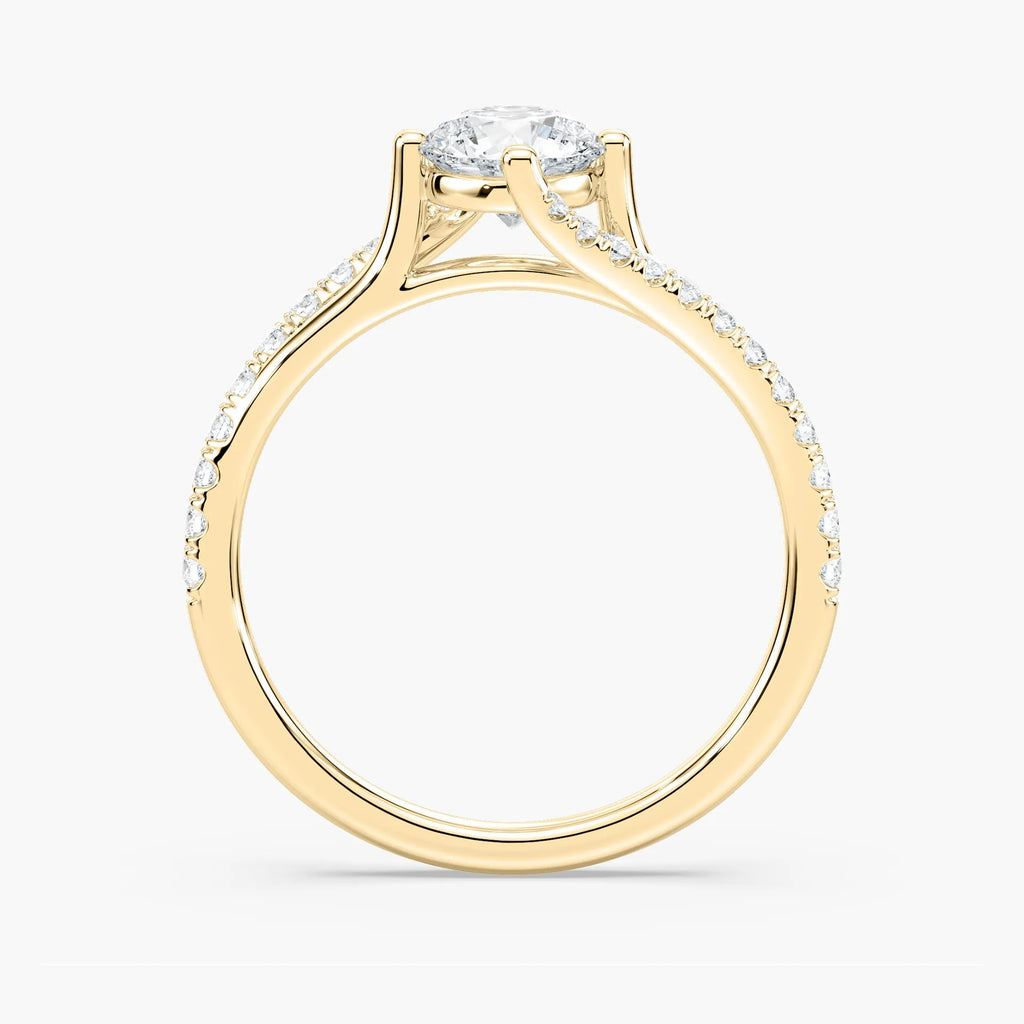 1.10 Ct In Center Stone Round & Side Stone Round Bardot Scallop Engagement Rings