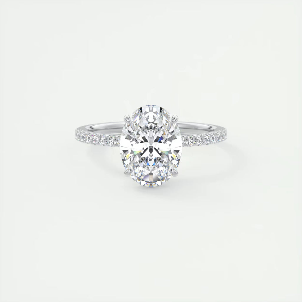 2.25 Ct Harper Pavé Oval  Center with 1.5mm French Set Pavé Ring