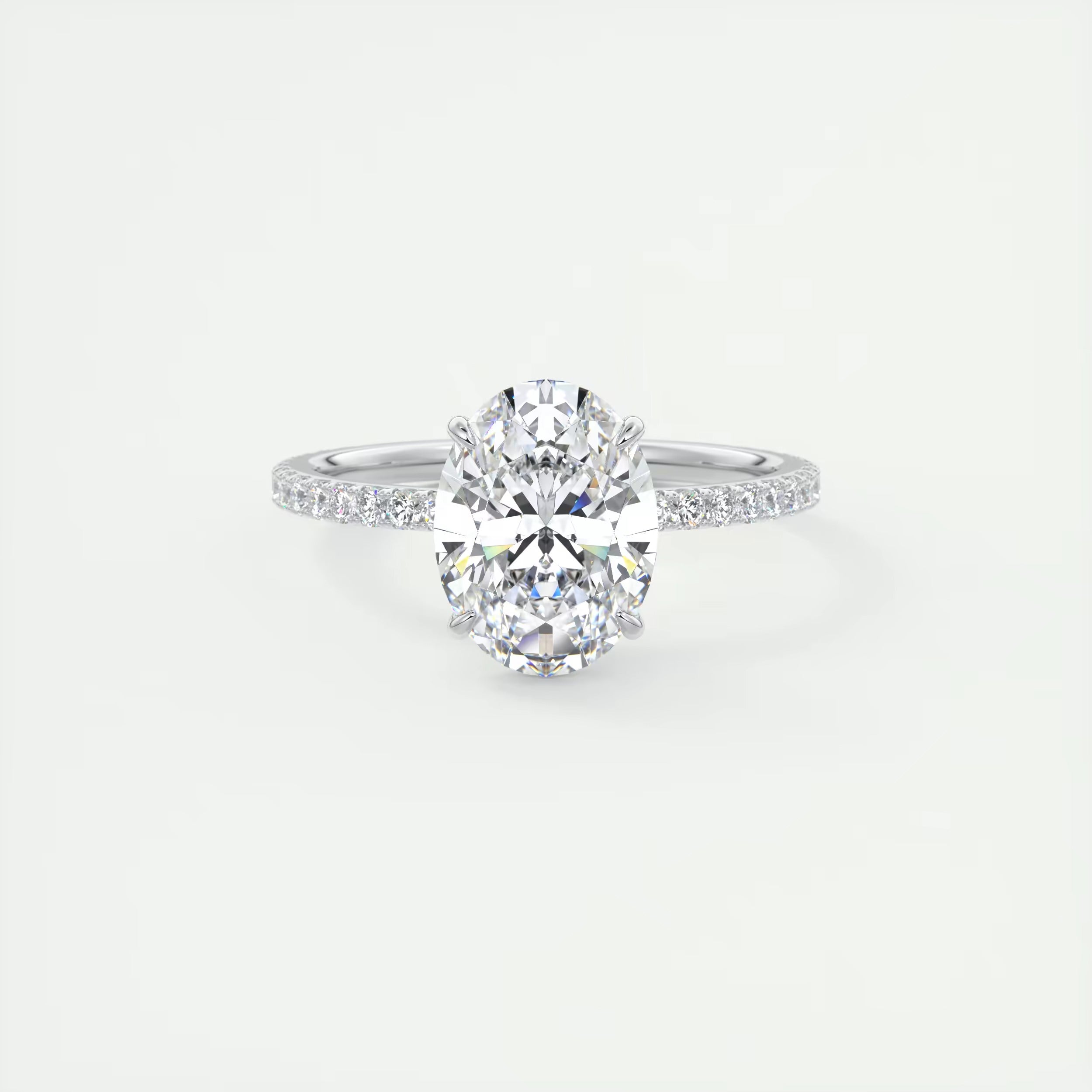 2.25 Ct Harper Pavé Oval  Center with 1.5mm French Set Pavé Ring