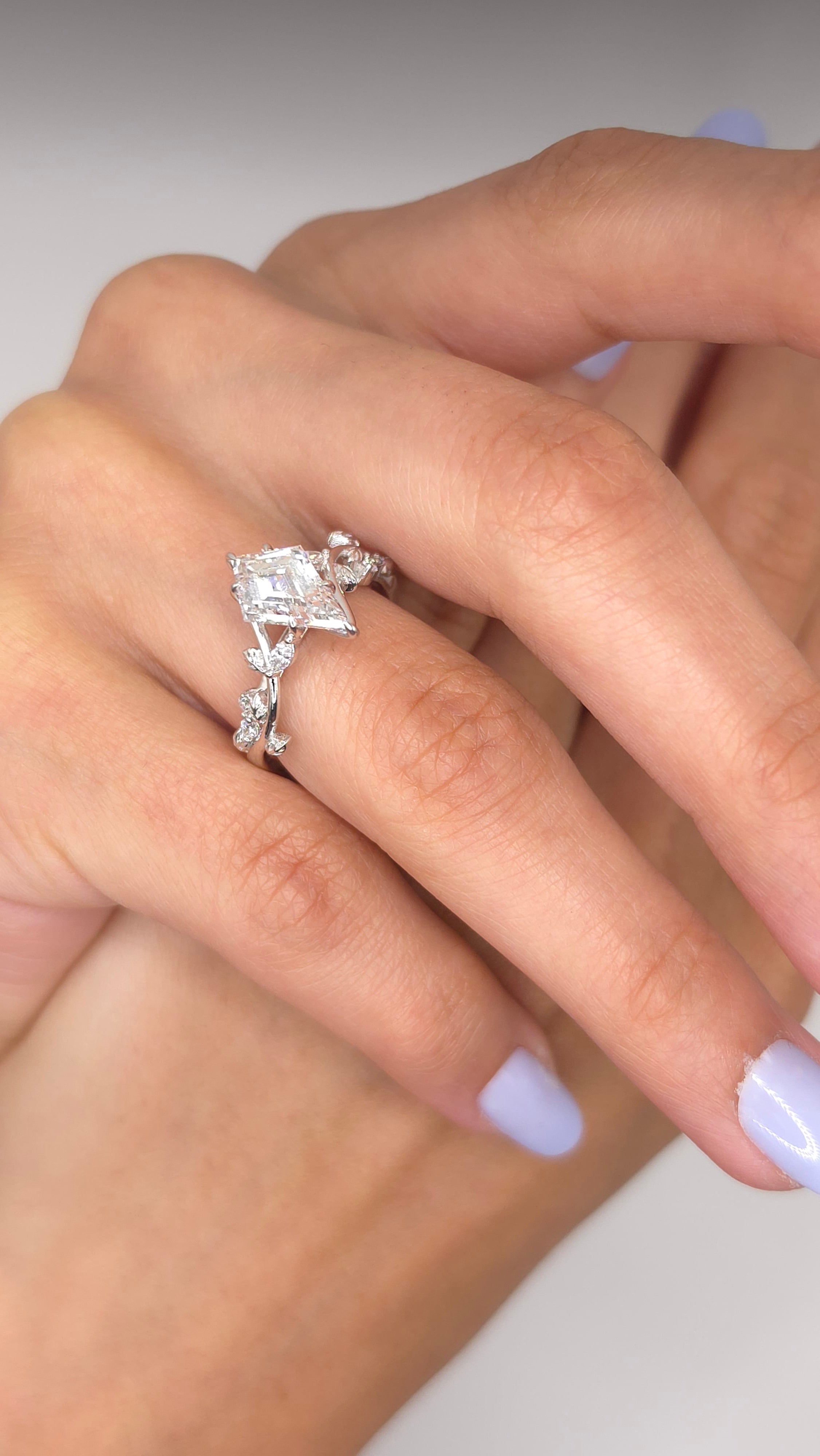 2.33 Ct Vintage Vine Engagement Ring with Kite Cut Lab Grown Diamond