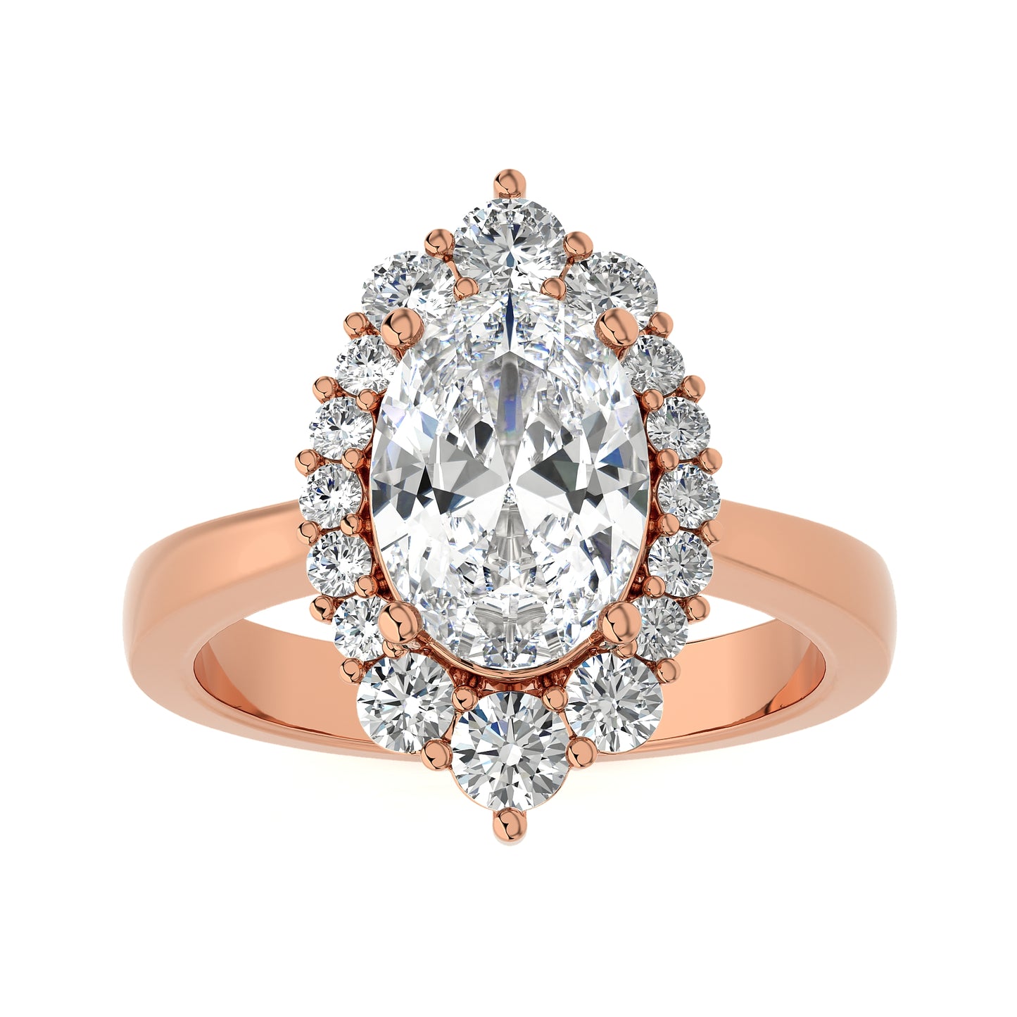 2.54 Ct Engagement Ring with Halo/Pave & Wedding Rings