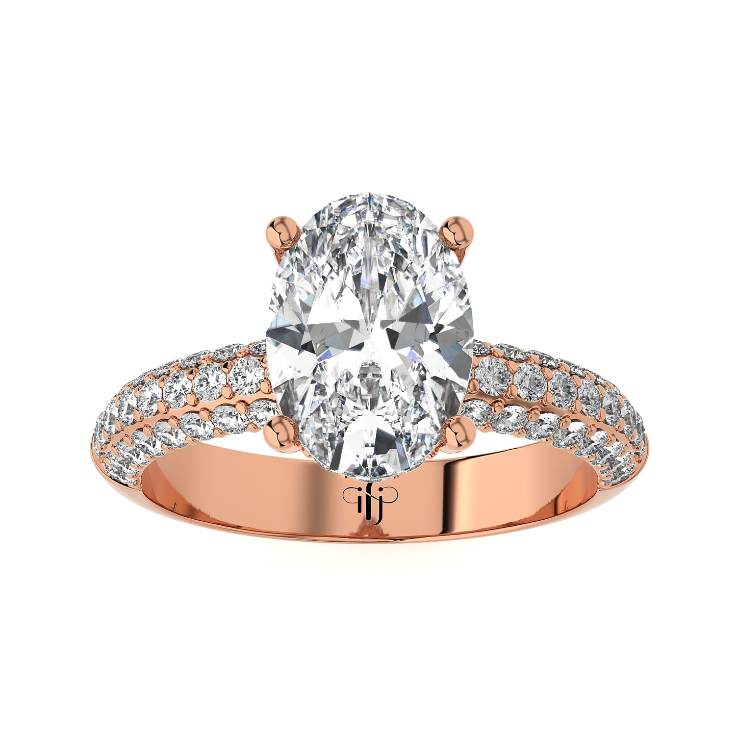 2.06 Ct Engagement Ring with Halo/Pave & Wedding Rings