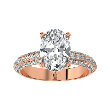 2.35 Ct Engagement Ring with Halo/Pave & Wedding Rings