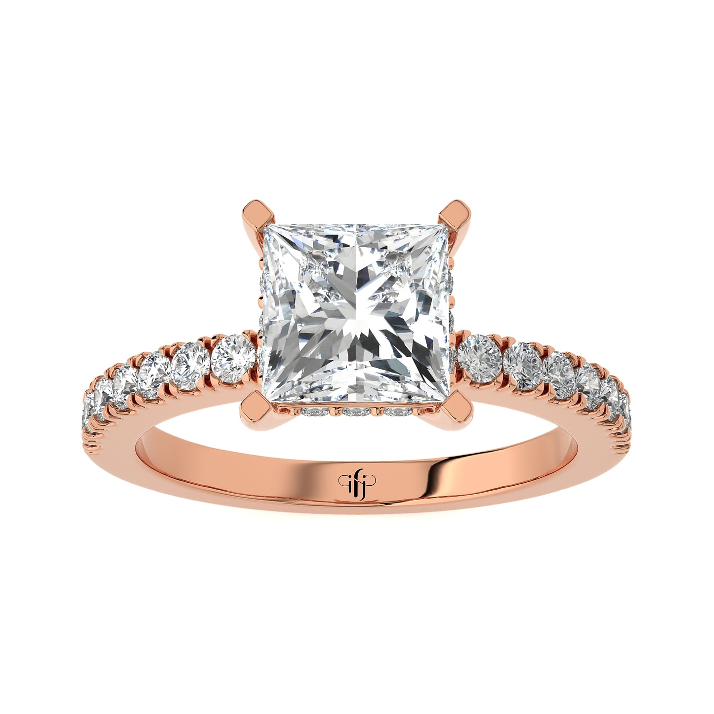 1.21 Ct Knife-Edge Halo Engagement Ring & Wedding Ring