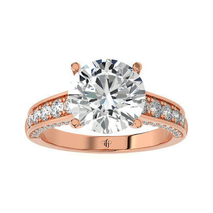 3.34 Ct Solitaire Zircon Engagement Ring with Side Stones & Wedding Rings