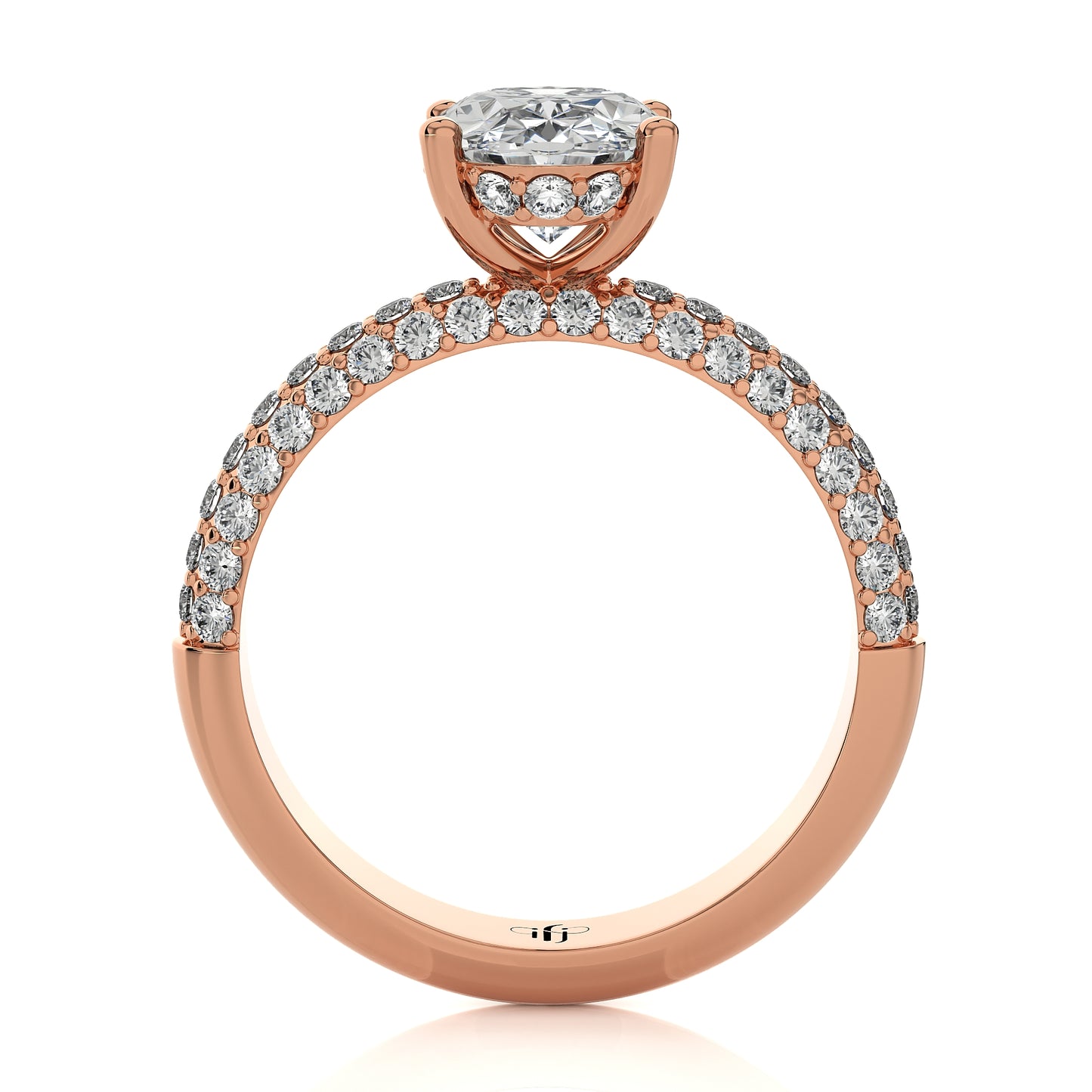 2.35 Ct Engagement Ring with Halo/Pave & Wedding Rings