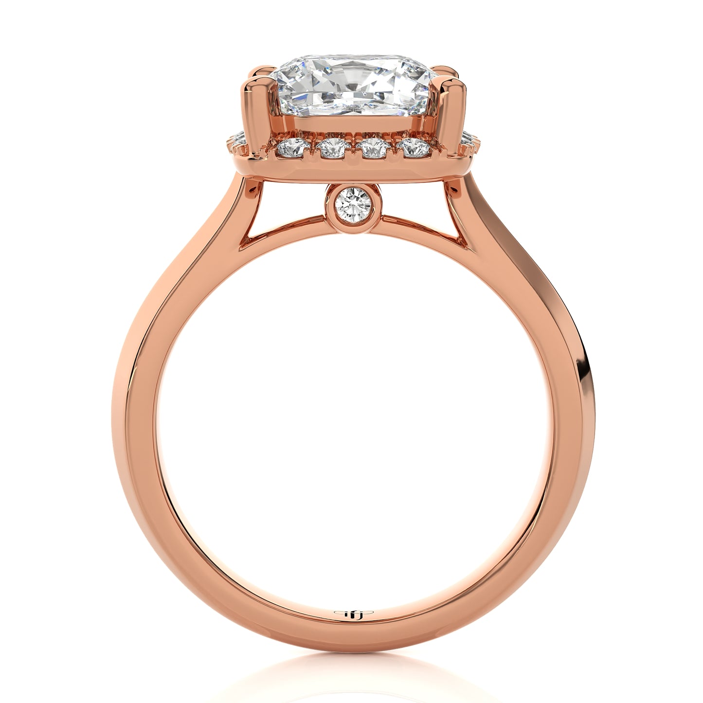 3.27 Ct Halo Cushion & Round Engagement Ring & Wedding Ring