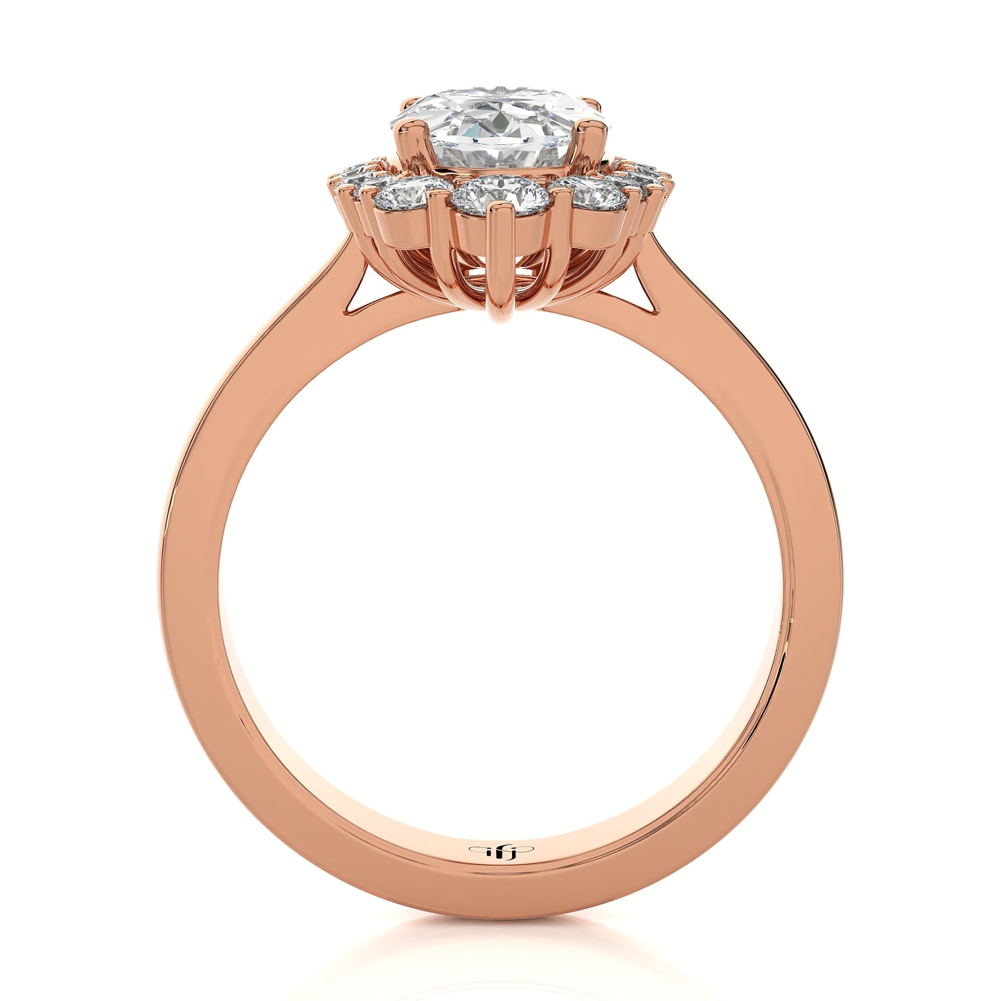 2.54 Ct Engagement Ring with Halo/Pave & Wedding Rings