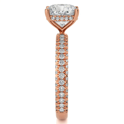 3.36 Ct Two Shape Engagement Ring with Halo/Pave & Wedding Rings