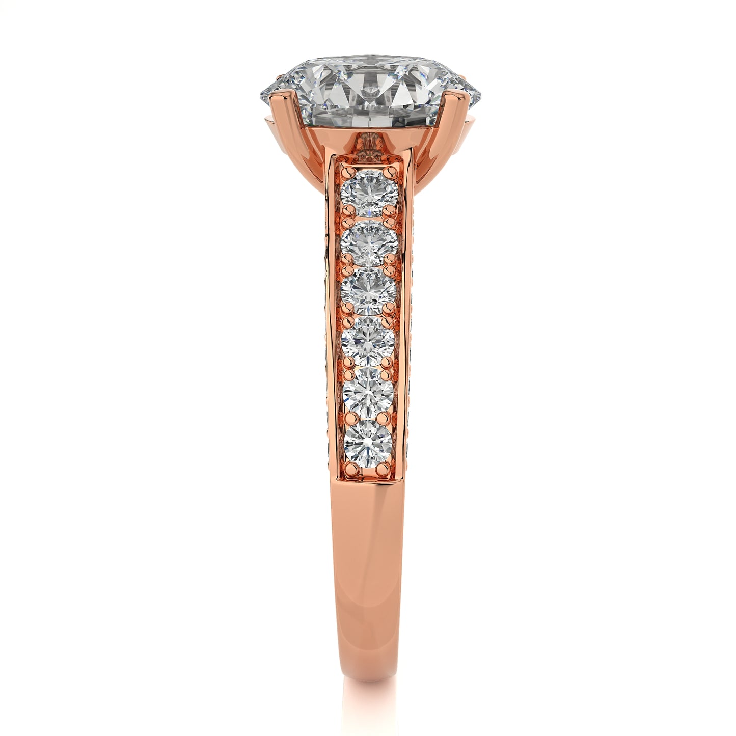 3.34 Ct Solitaire Zircon Engagement Ring with Side Stones & Wedding Rings