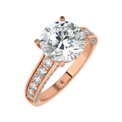 3.34 Ct Solitaire Zircon Engagement Ring with Side Stones & Wedding Rings