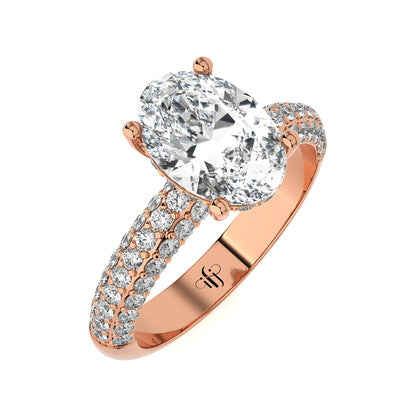 2.35 Ct Engagement Ring with Halo/Pave & Wedding Rings