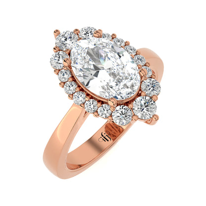 2.54 Ct Engagement Ring with Halo/Pave & Wedding Rings