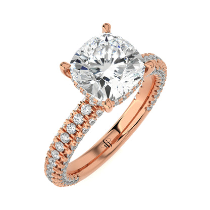 3.36 Ct Two Shape Engagement Ring with Halo/Pave & Wedding Rings