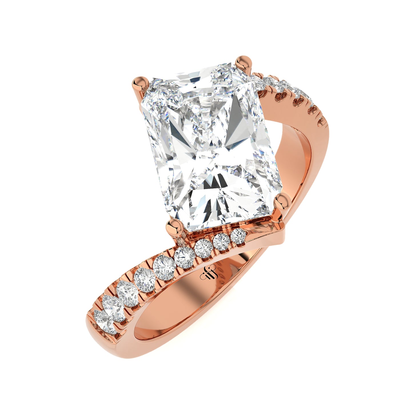 3.31 Ct Semi-Mount By-Pass Ring Engagement & Wedding Rings