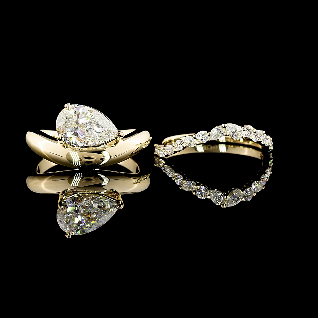 1.57 Cts 14K YELLOW GOLD Pear Shape Solitaire Ring