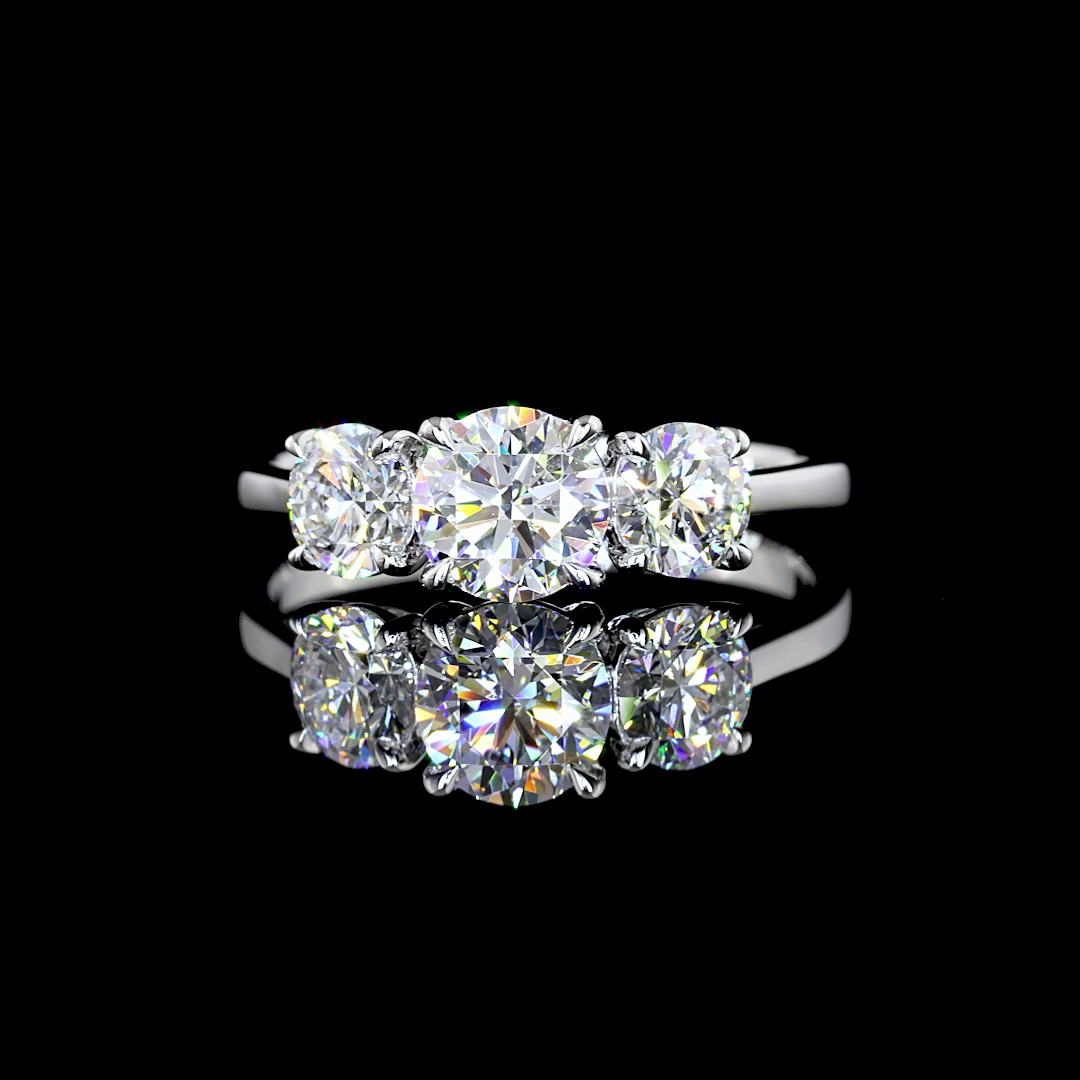 1.40 Cts 14K WHITE GOLD Round Shape 3 Stones Ring