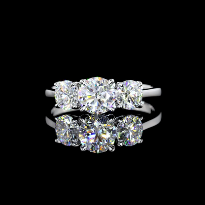 1.40 Cts 14K WHITE GOLD Round Shape 3 Stones Ring