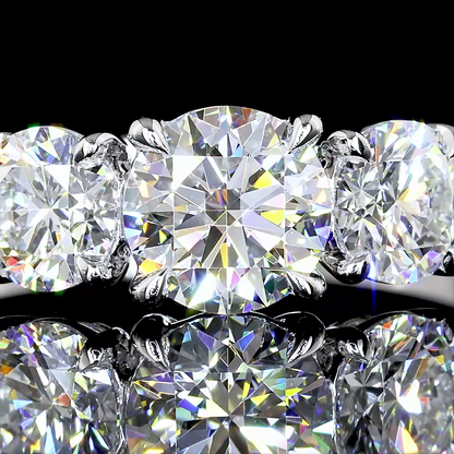 1.40 Cts 14K WHITE GOLD Round Shape 3 Stones Ring