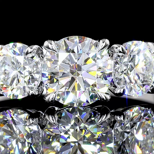 1.40 Cts 14K WHITE GOLD Round Shape 3 Stones Ring