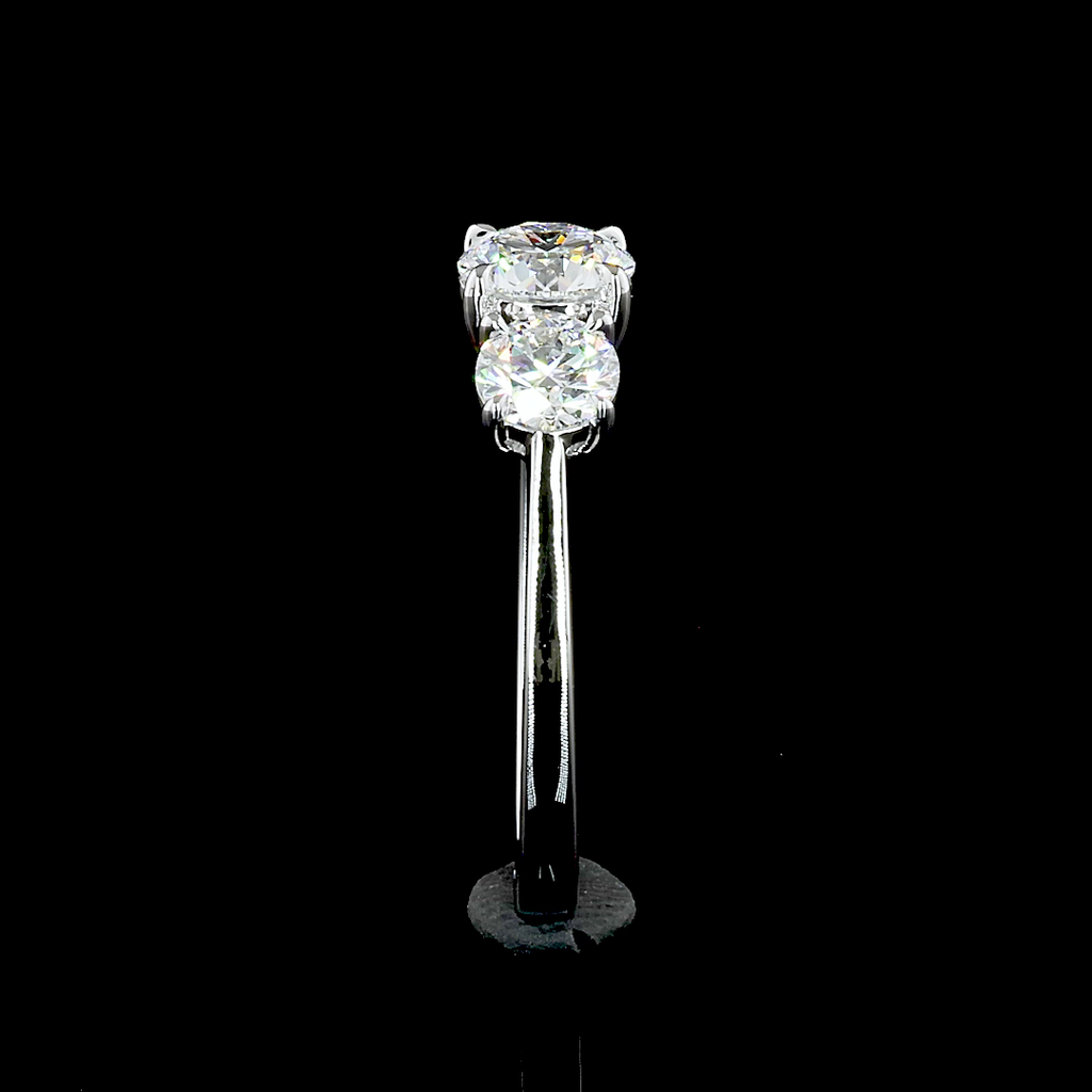 1.40 Cts 14K WHITE GOLD Round Shape 3 Stones Ring