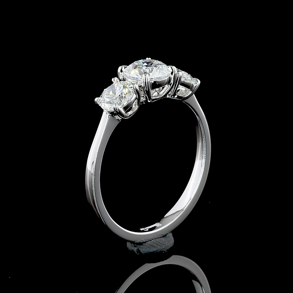 1.40 Cts 14K WHITE GOLD Round Shape 3 Stones Ring