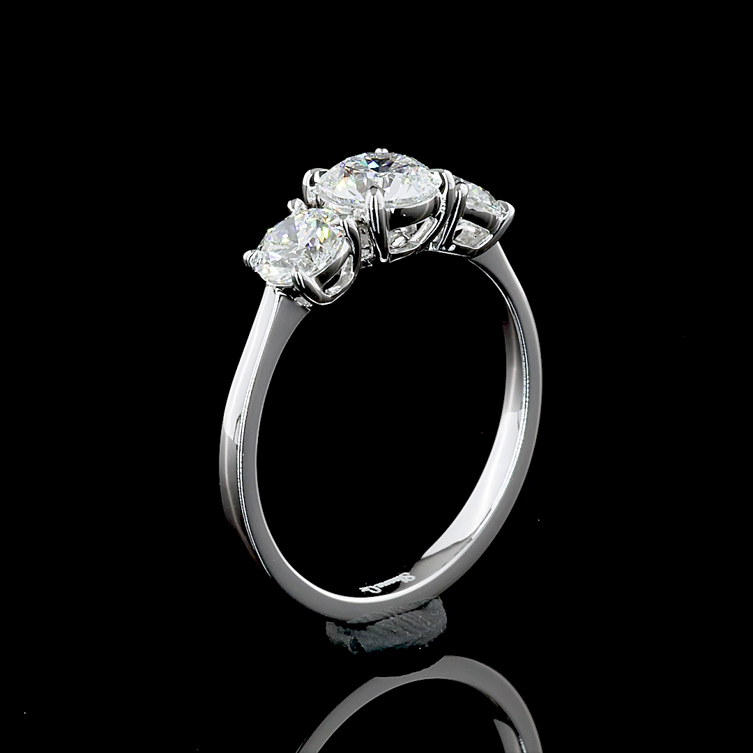 1.40 Cts 14K WHITE GOLD Round Shape 3 Stones Ring