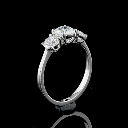 1.40 Cts 14K WHITE GOLD Round Shape 3 Stones Ring