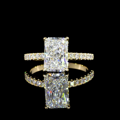 2.44 Cts 14K YELLOW GOLD Radiant Shape Hidden Halo Ring