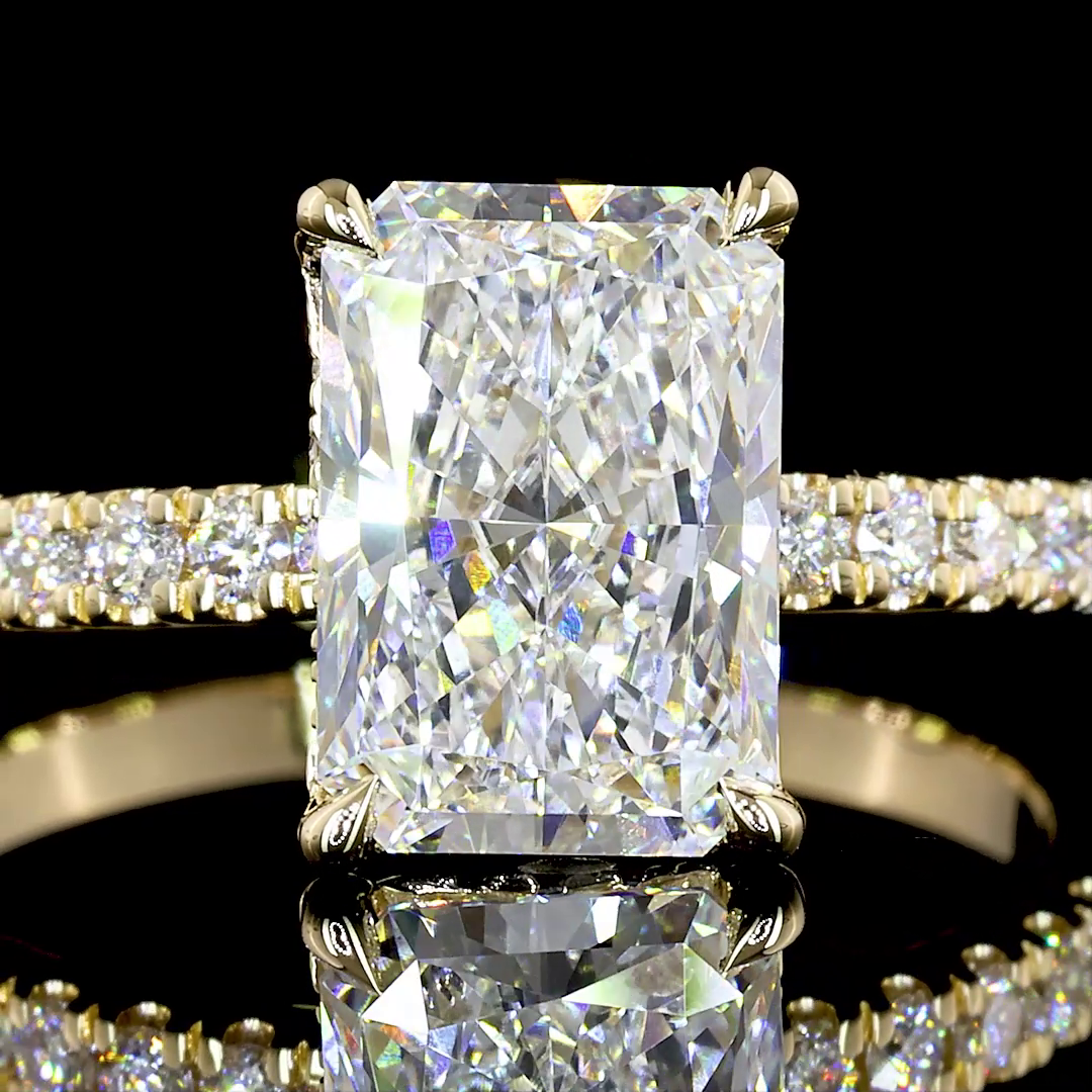 2.44 Cts 14K YELLOW GOLD Radiant Shape Hidden Halo Ring