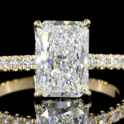 2.44 Cts 14K YELLOW GOLD Radiant Shape Hidden Halo Ring