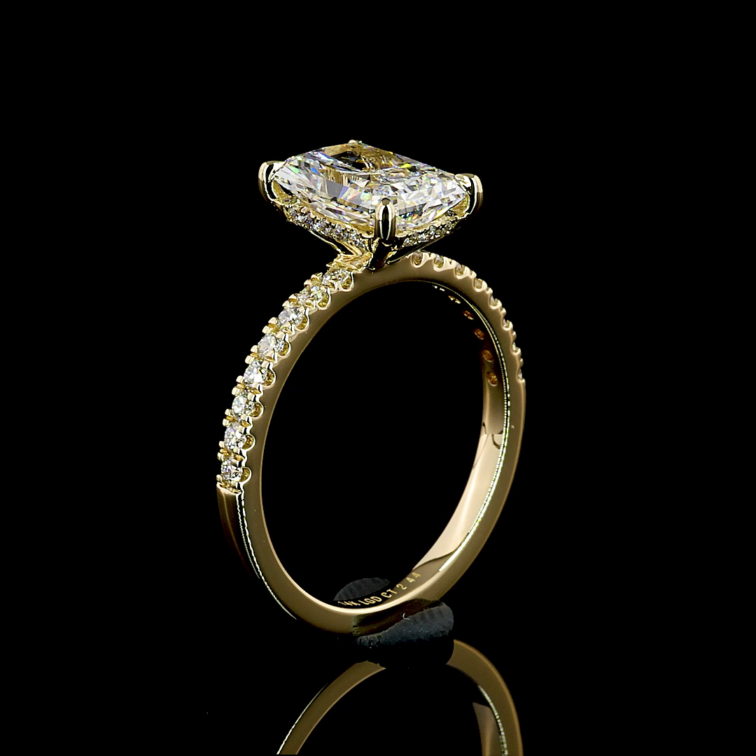 2.44 Cts 14K YELLOW GOLD Radiant Shape Hidden Halo Ring