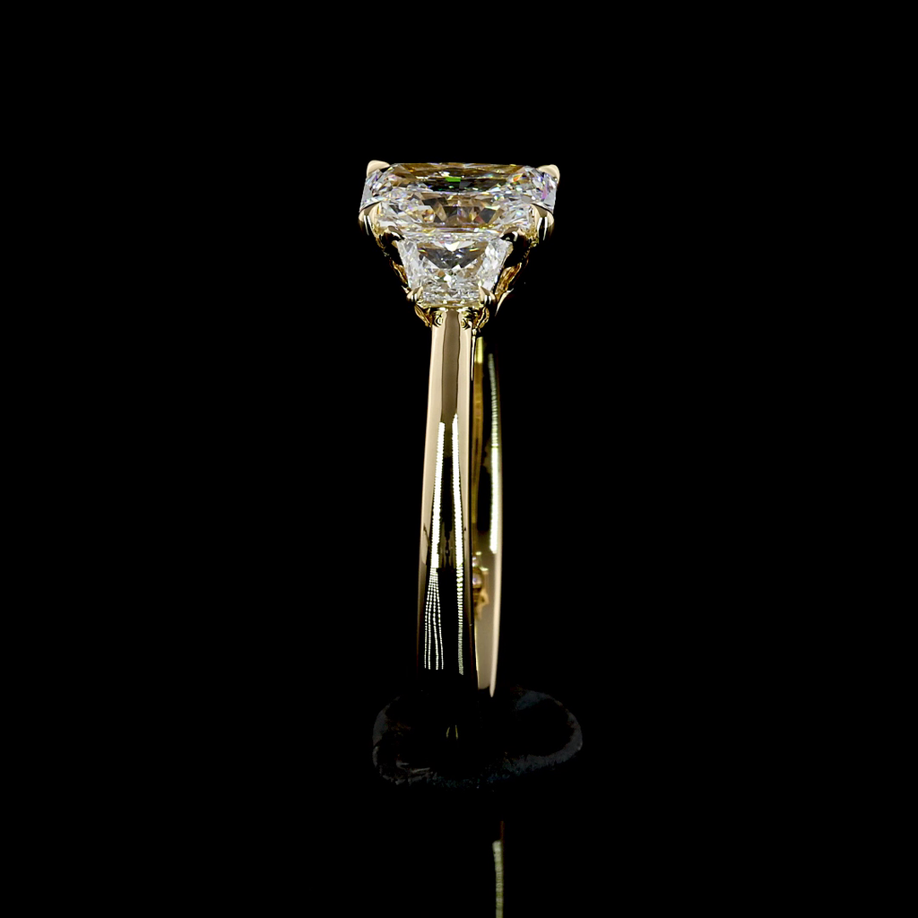 1.38 Ct 14K ab Grown Radiant and Baguette Side Stone Diamond Engagement Ring